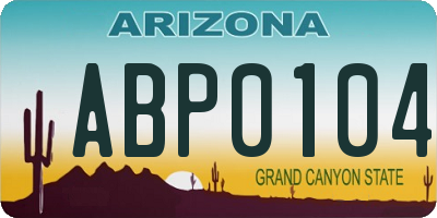 AZ license plate ABP0104