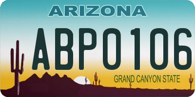 AZ license plate ABP0106