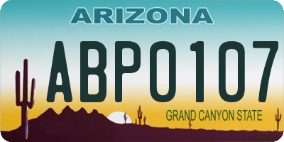 AZ license plate ABP0107