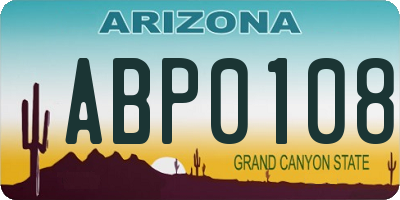 AZ license plate ABP0108