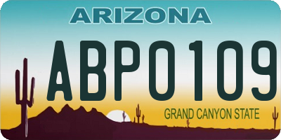 AZ license plate ABP0109