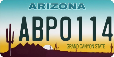 AZ license plate ABP0114