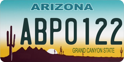AZ license plate ABP0122