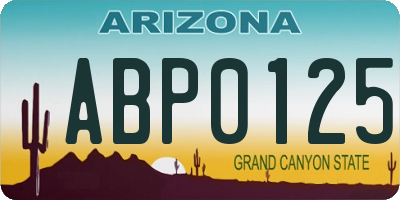 AZ license plate ABP0125