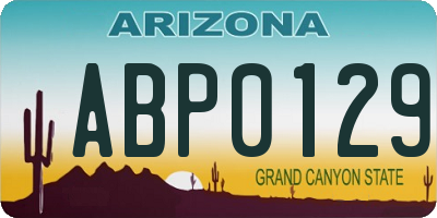 AZ license plate ABP0129