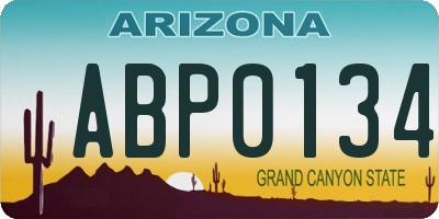 AZ license plate ABP0134