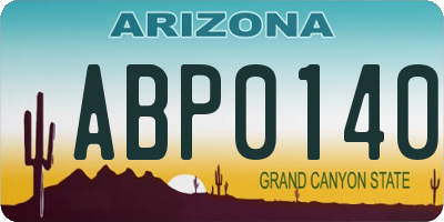 AZ license plate ABP0140