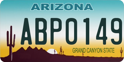 AZ license plate ABP0149