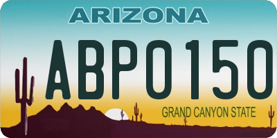 AZ license plate ABP0150