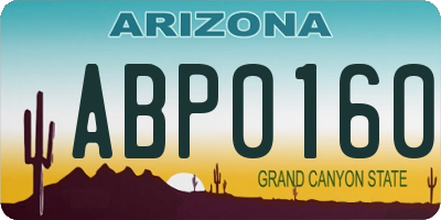 AZ license plate ABP0160