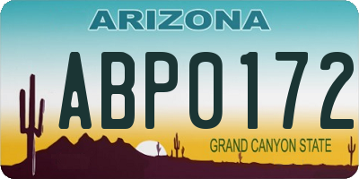 AZ license plate ABP0172