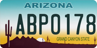 AZ license plate ABP0178