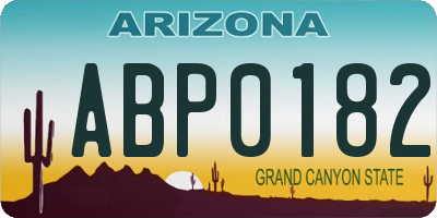 AZ license plate ABP0182