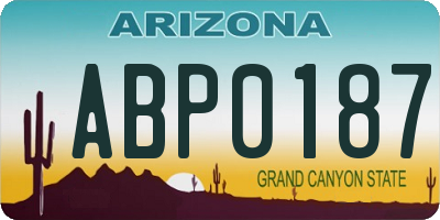 AZ license plate ABP0187