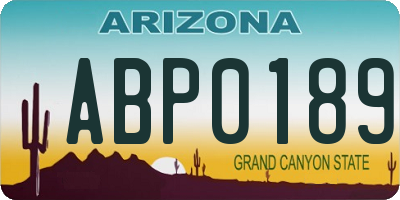 AZ license plate ABP0189