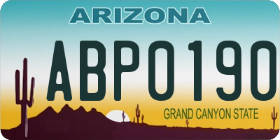 AZ license plate ABP0190
