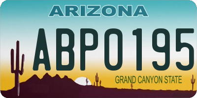 AZ license plate ABP0195