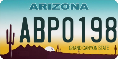 AZ license plate ABP0198