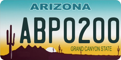 AZ license plate ABP0200