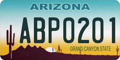 AZ license plate ABP0201