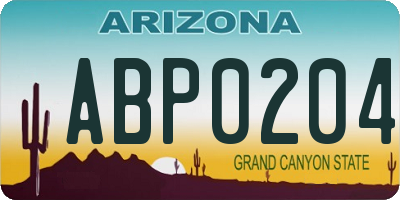AZ license plate ABP0204