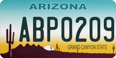 AZ license plate ABP0209