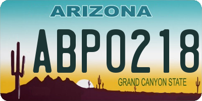 AZ license plate ABP0218