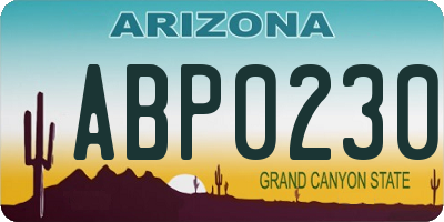 AZ license plate ABP0230