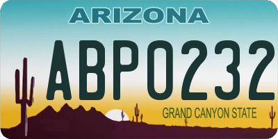 AZ license plate ABP0232