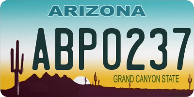 AZ license plate ABP0237