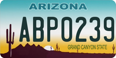 AZ license plate ABP0239