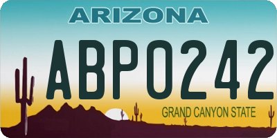 AZ license plate ABP0242