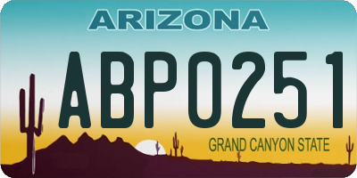 AZ license plate ABP0251