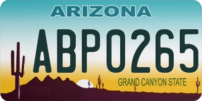 AZ license plate ABP0265