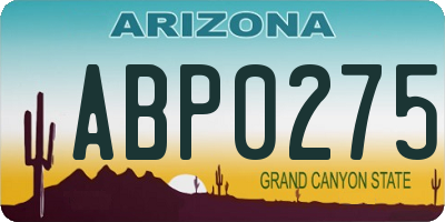 AZ license plate ABP0275