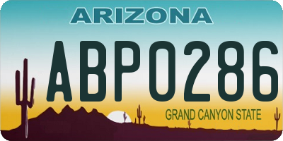 AZ license plate ABP0286