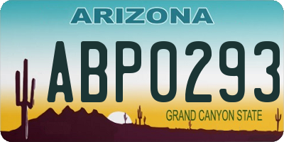 AZ license plate ABP0293