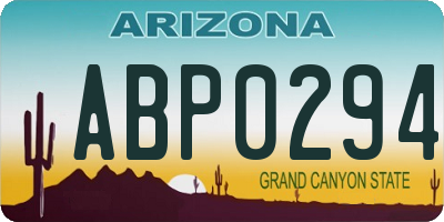 AZ license plate ABP0294