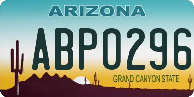 AZ license plate ABP0296