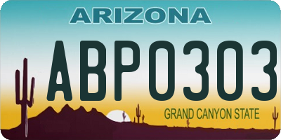 AZ license plate ABP0303