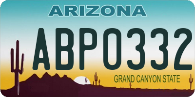 AZ license plate ABP0332