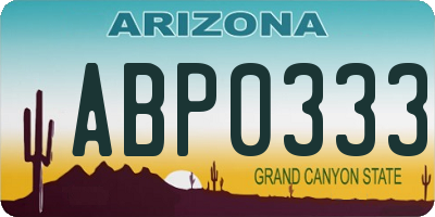 AZ license plate ABP0333