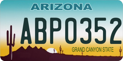 AZ license plate ABP0352