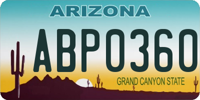 AZ license plate ABP0360