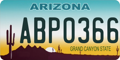 AZ license plate ABP0366