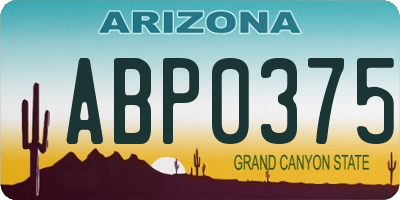 AZ license plate ABP0375