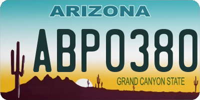 AZ license plate ABP0380