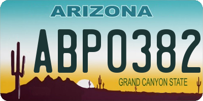 AZ license plate ABP0382