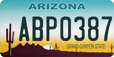 AZ license plate ABP0387