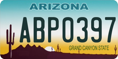 AZ license plate ABP0397